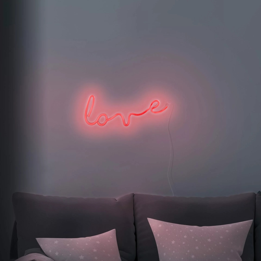 LED Neonová nástěnná dekorace LOVE LED/3W/3xAA červená