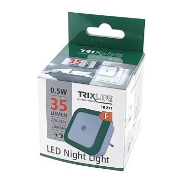 LED Noční světlo se senzorem LED/0,5W/230V zelená