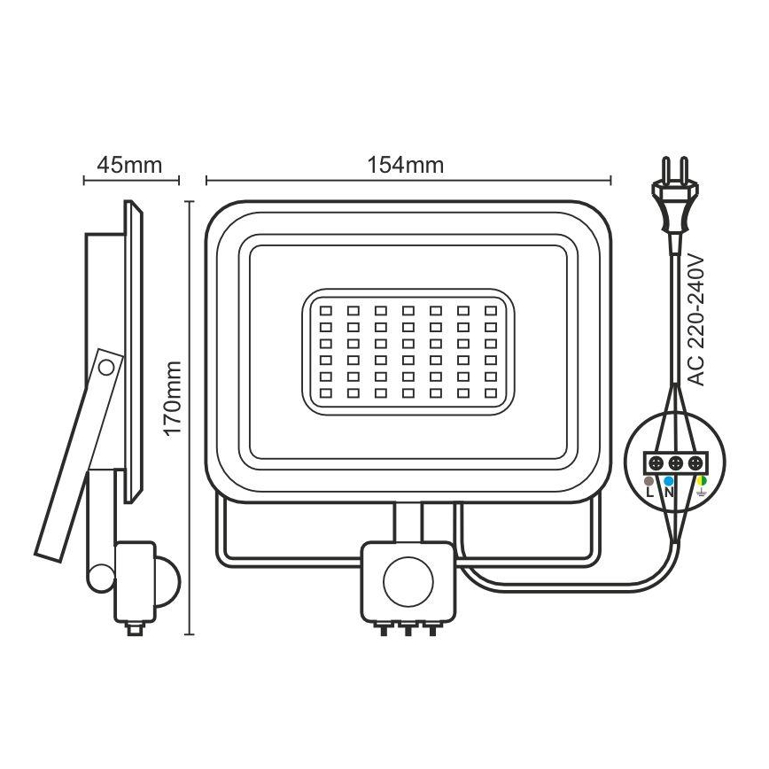 LED Reflektor se senzorem LED/30W/230V 4000K IP44