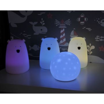 LED RGB Dětská dotyková lampička BEAR LED/0,8W/5V modrá