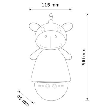 LED RGB Dětská noční lampička s melodií 3xAAA/5V jednorožec