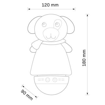 LED RGB Dětská noční lampička s melodií 3xAAA/5V pejsek