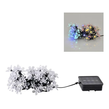 LED RGB Solární řetěz FLOWER 50xLED/1,2V IP44