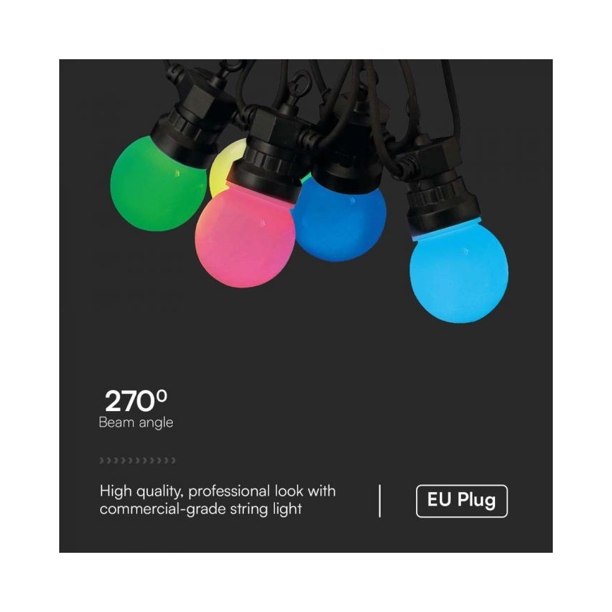 LED RGB Venkovní řetěz STRING 13 m 15xLED/0,5W/230V IP44 + dálkové ovládání