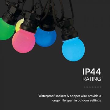 LED RGB Venkovní řetěz STRING 13 m 15xLED/0,5W/230V IP44 + dálkové ovládání