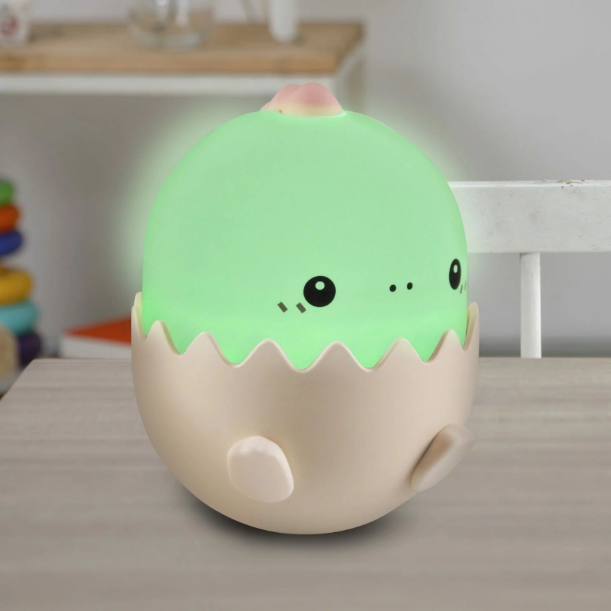 LED RGBW Stmívatelná dětská dotyková lampa BABY DINO LED/0,75W/5V 1200mAh růžová