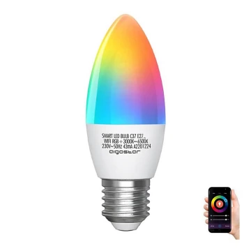 LED RGBW Žárovka C37 E27/5W/230V 3000-6500K Wi-Fi - Aigostar