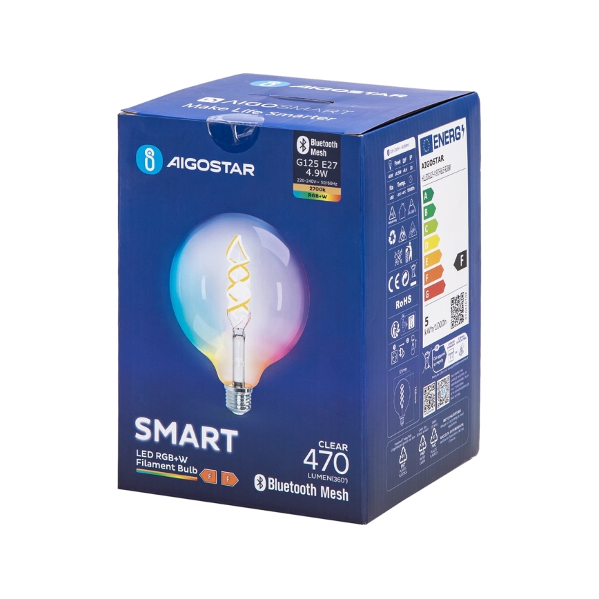 LED RGBW Žárovka FILAMENT G125 E27/4,9W/230V 2700K - Aigostar