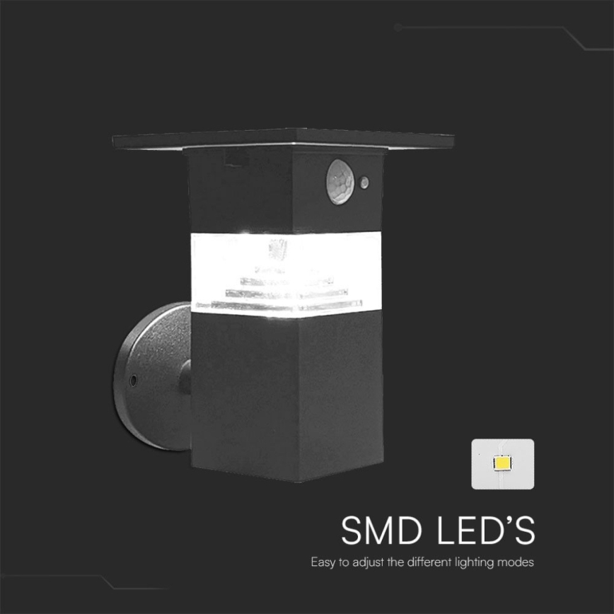 LED Solární nástěnné svítidlo se senzorem LED/2,5W/3,7V IP54 3000K