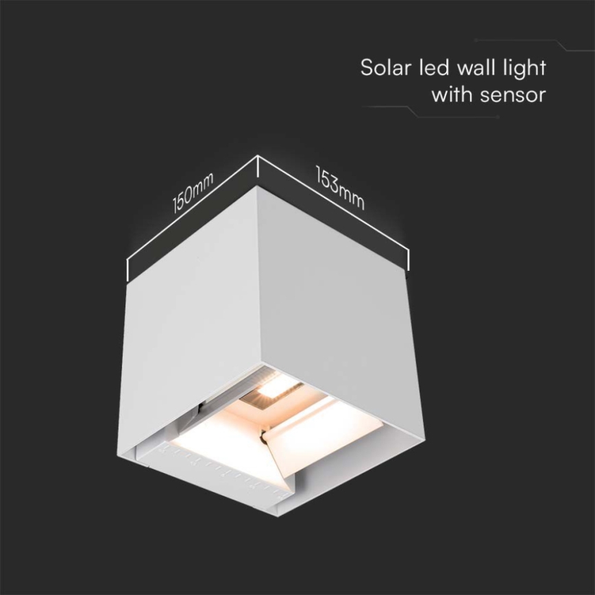 LED Solární nástěnné svítidlo se senzorem LED/3W/3,7V IP65 4000K bílá