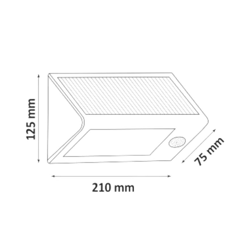 LED Solární nástěnné svítidlo se senzorem LED/5W IP44