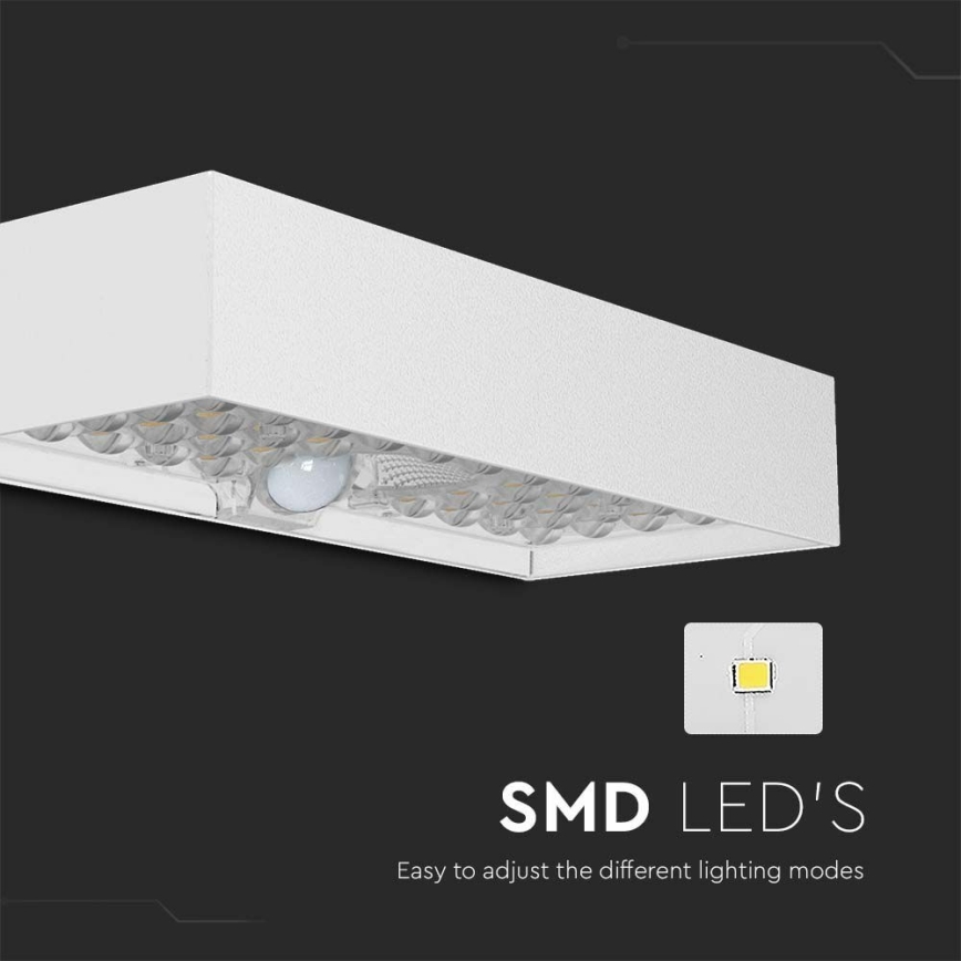 LED Solární nástěnné svítidlo se senzorem LED/6W/3,7V IP65 4000K bílá