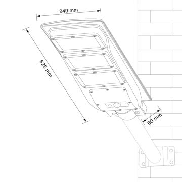 LED Solární pouliční lampa se senzorem STREET LED/10W/3,2V IP65 + dálkové ovládání