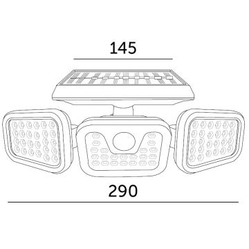 LED Solární reflektor se senzorem LED/1,5W/3,7V 6000K IP44