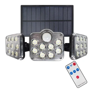 LED Solární reflektor se senzorem pohybu a soumraku LED/20W/3,7V 1200 mAh IP44 + dálkové ovládání