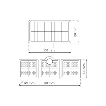 LED Solární reflektor se senzorem pohybu a soumraku LED/20W/3,7V 1200 mAh IP44 + dálkové ovládání