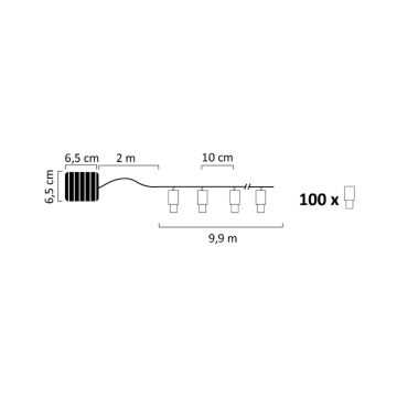 LED Solární řetěz SHINE 100xLED/1,2V 11, 9 m IP44