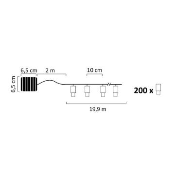 LED Solární řetěz SHINE 200xLED/1,2V 21,9 m IP44