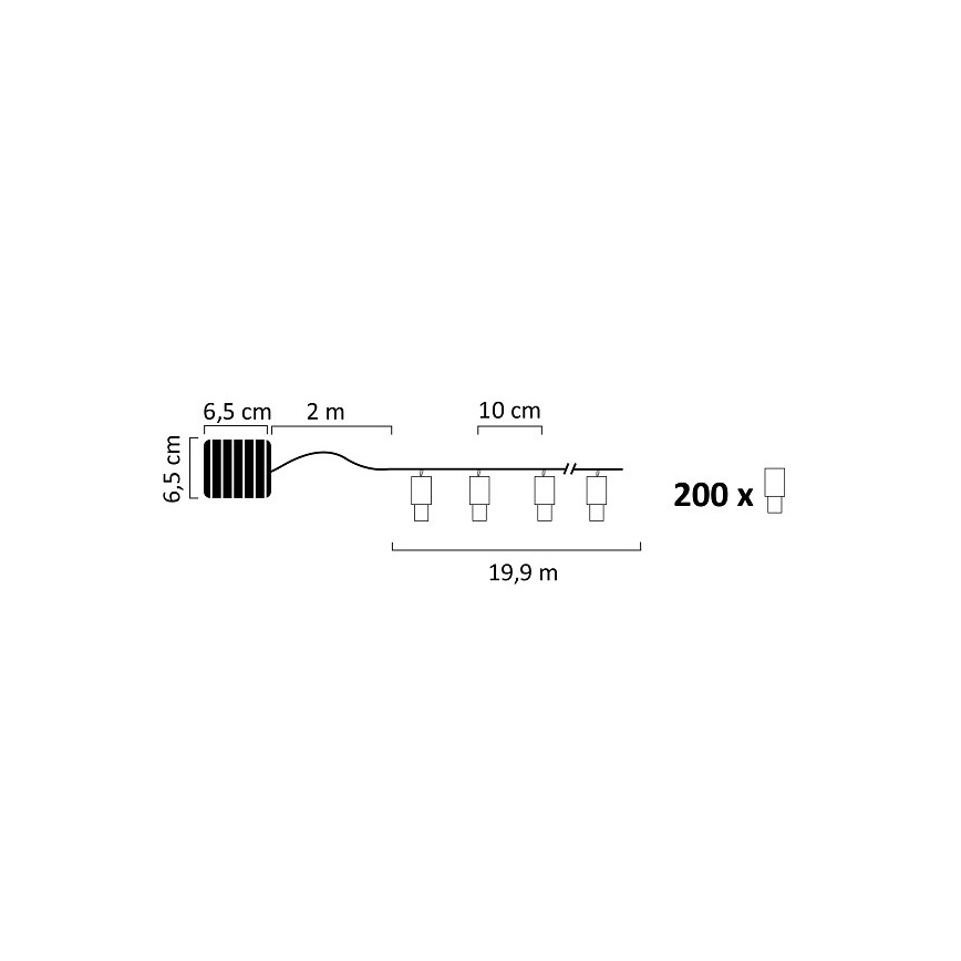 LED Solární řetěz SHINE 200xLED/1,2V 21,9 m IP44