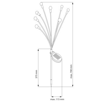 LED Solární svítidlo FIORINI 8xLED/1,2V 600mAh IP44 černá