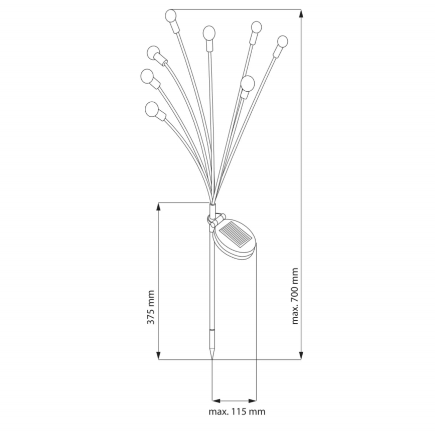 LED Solární svítidlo FIORINI 8xLED/1,2V 600mAh IP44 černá