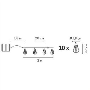 LED Solární venkovní řetěz 10xLED/1xAAA 4,8 m IP44