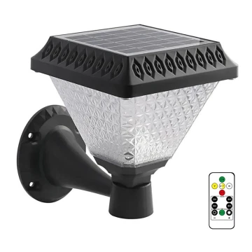 LED Stmívatelná solární nástěnná lampa LED/0,8W/5,5V 3000/4000/6400K IP44 + dálkové ovládání