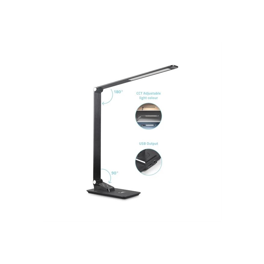 LED Stmívatelná stolní lampa s USB LED/7W/230V 3000K/4000K/5500K černá