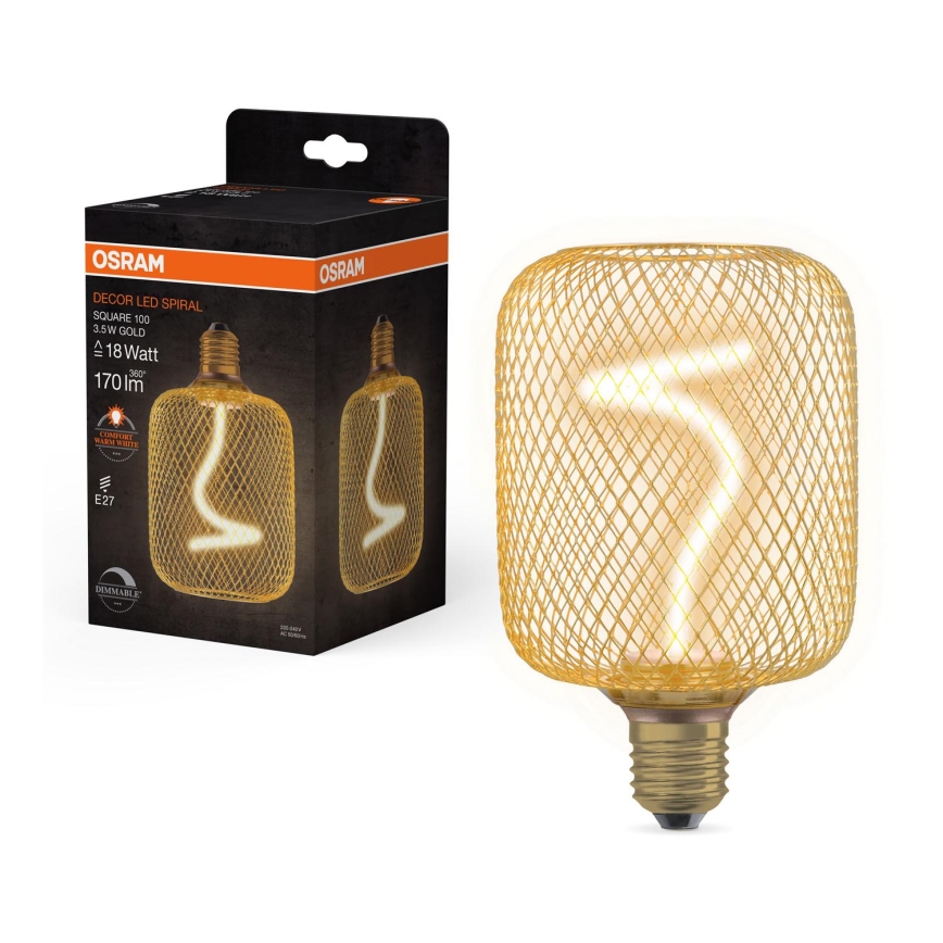 LED Stmívatelná žárovka DECOR FILAMENT E27/3,5W/230V 1800K zlatá - Osram