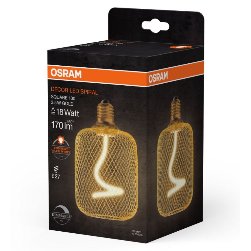 LED Stmívatelná žárovka DECOR FILAMENT E27/3,5W/230V 1800K zlatá - Osram