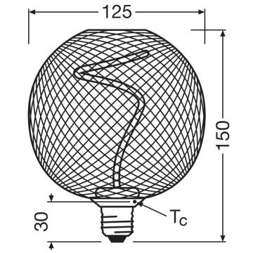 LED Stmívatelná žárovka DECOR FILAMENT G125 E27/3,5W/230V 1800K černá - Osram