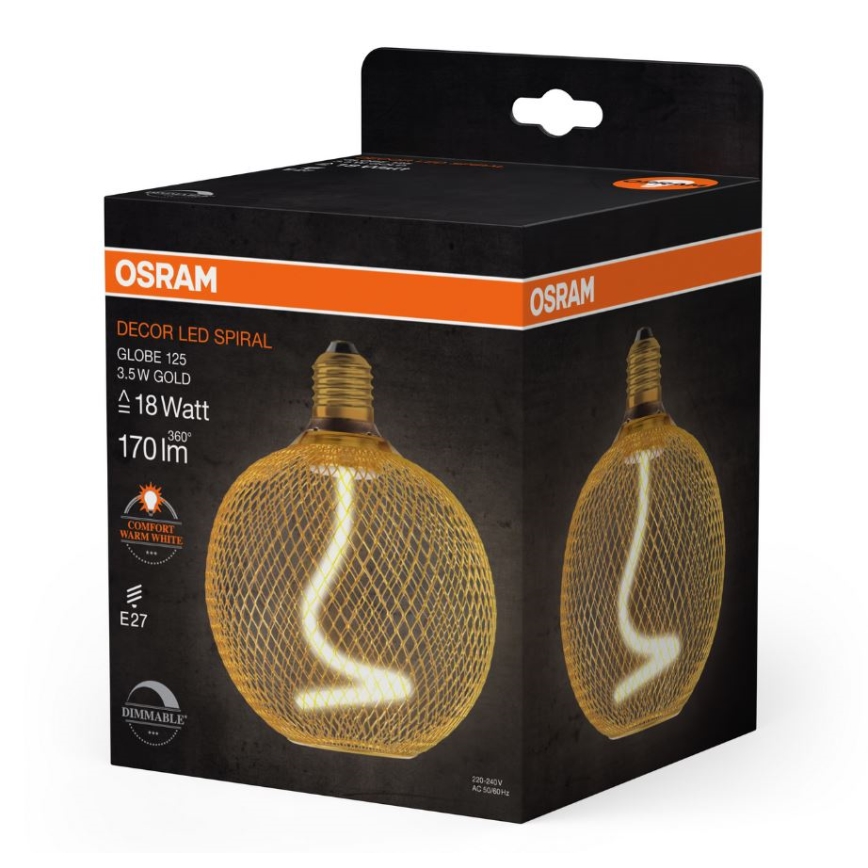 LED Stmívatelná žárovka DECOR FILAMENT G125 E27/3,5W/230V 1800K zlatá - Osram