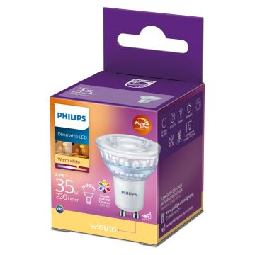 LED Stmívatelná žárovka Philips Warm Glow GU10/2,6W/230V 2200-2700K CRI 90