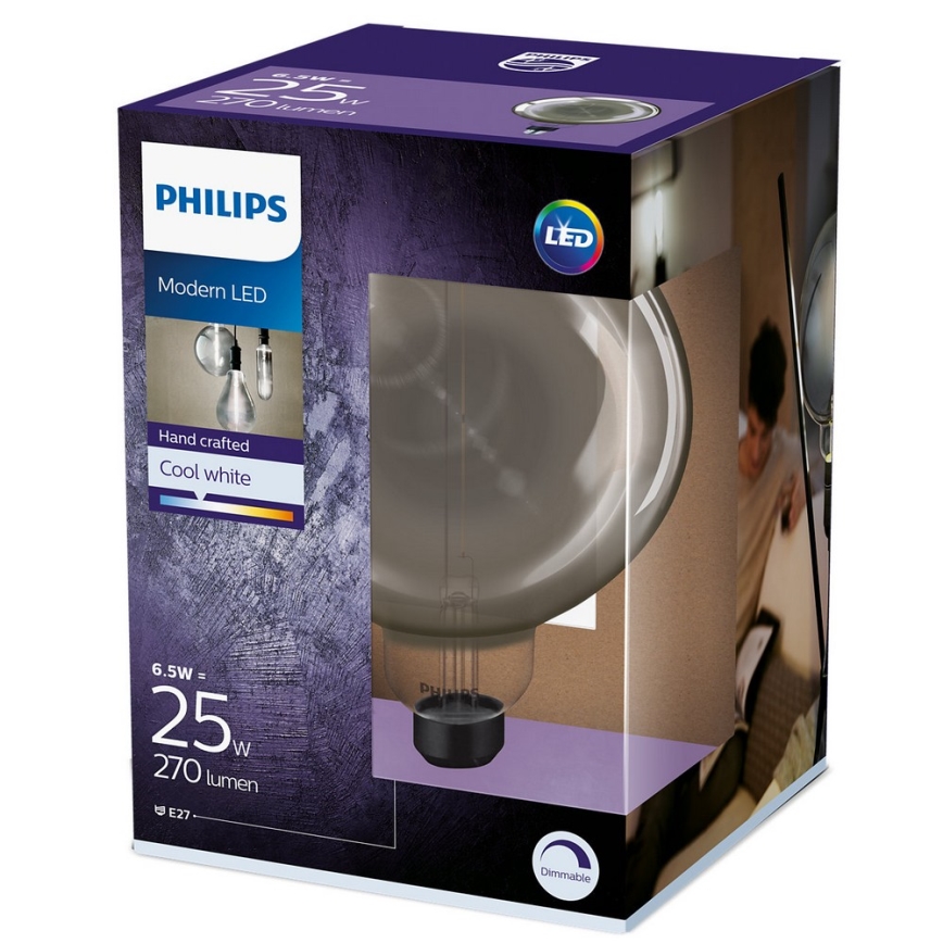 LED Stmívatelná žárovka SMOKY VINTAGE Philips G200 E27/6,5W/230V