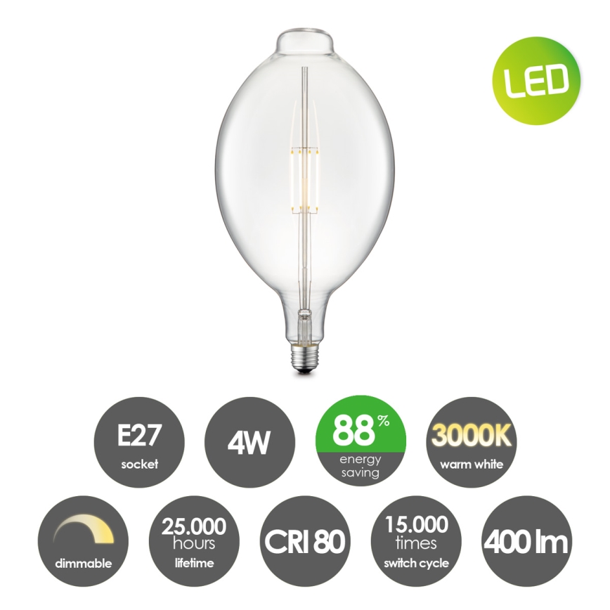 LED Stmívatelná žárovka VINTAGE EDISON E27/4W/230V 3000K