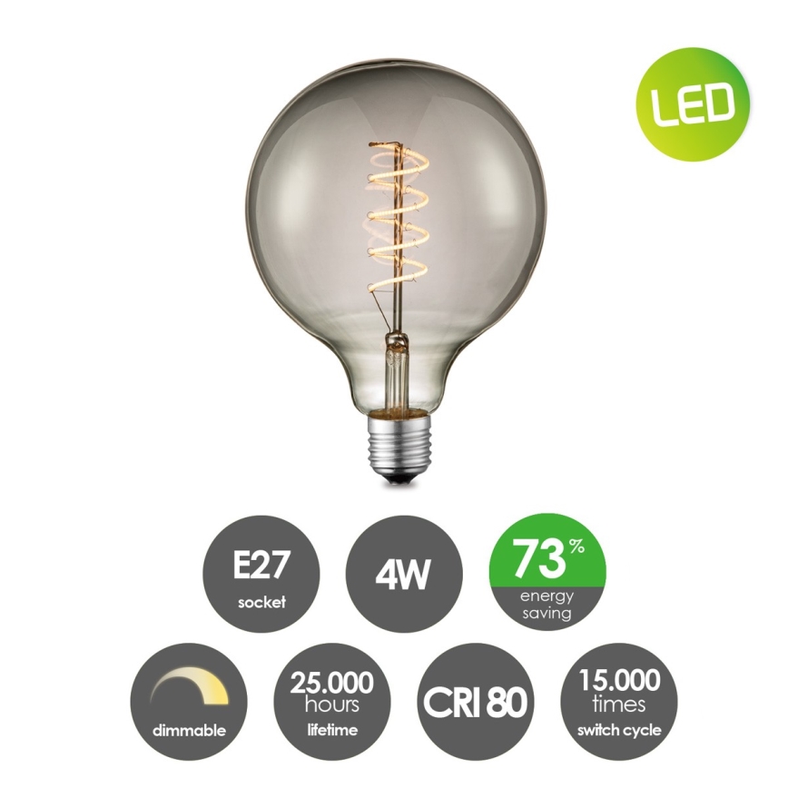 LED Stmívatelná žárovka VINTAGE EDISON G125 E27/4W/230V 2200K