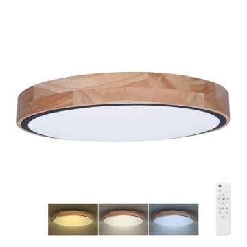 LED Stmívatelné stropní svítidlo IRON OAK LED/60W/230V 3000-6500K dub pr. 51 cm + dálkové ovládání