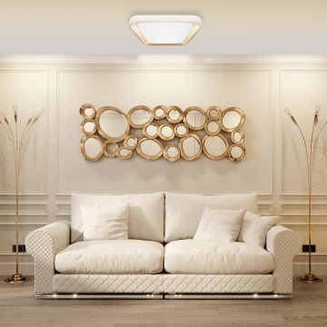 LED Stmívatelné stropní svítidlo QUADRO LED/66W/230V 3000-6000K bílá/zlatá + dálkové ovládání