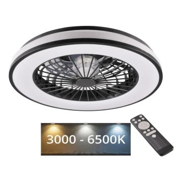 LED Stmívatelné stropní svítidlo s ventilátorem LED/48W/230V 3000-6500K černá + dálkové ovládání