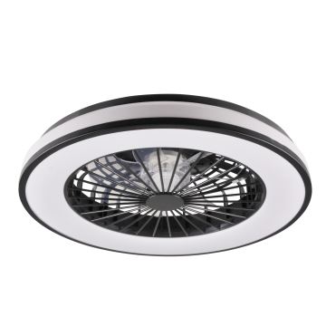 LED Stmívatelné stropní svítidlo s ventilátorem LED/48W/230V 3000-6500K černá + dálkové ovládání