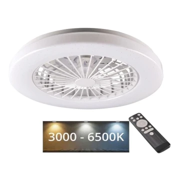 LED Stmívatelné stropní svítidlo s ventilátorem LIBYA LED/48W/230V 3000-6500K bílá + dálkové ovládání