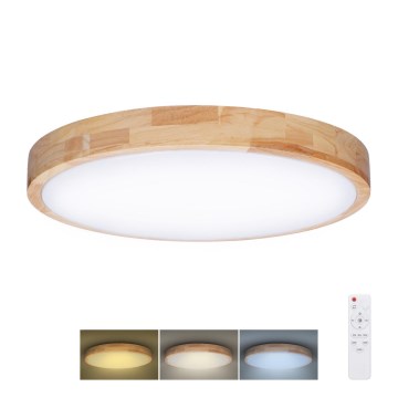 LED Stmívatelné stropní svítidlo SOLID OAK LED/48W/230V 3000-6500K dub pr. 39 cm + dálkové ovládání