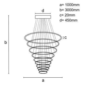 LED Stmívatelný lustr na lanku LED/365W/230V 3000-6500K + dálkové ovládání