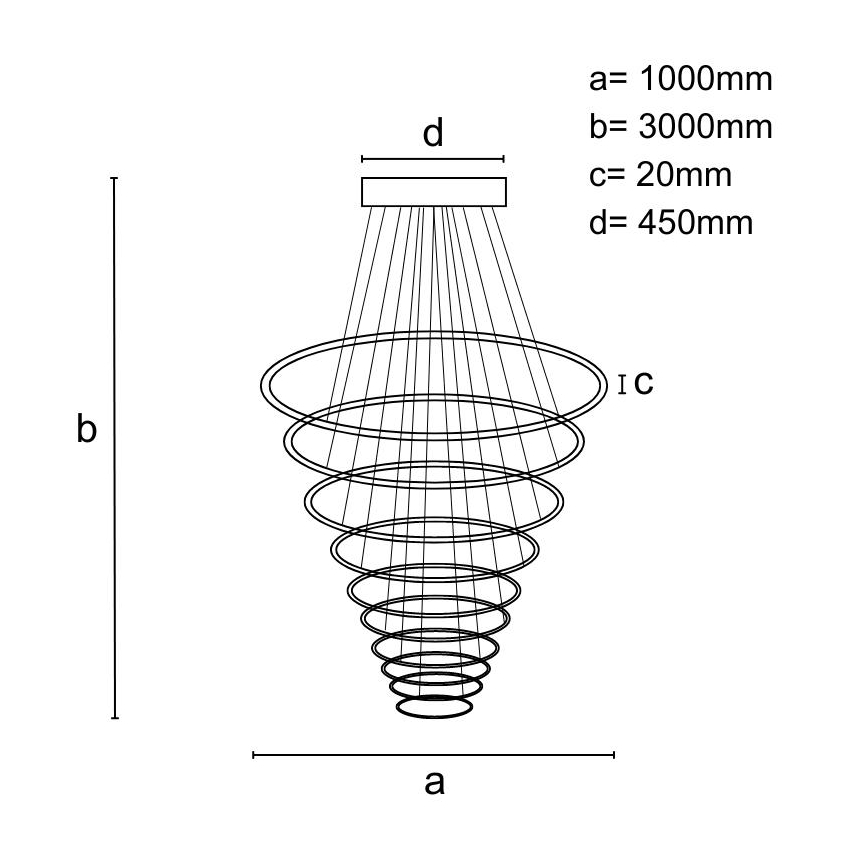 LED Stmívatelný lustr na lanku LED/365W/230V 3000-6500K + dálkové ovládání