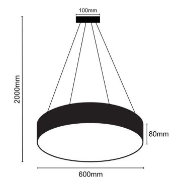 LED Stmívatelný lustr na lanku LED/50W/230V 3000-6500K černá + dálkové ovládání