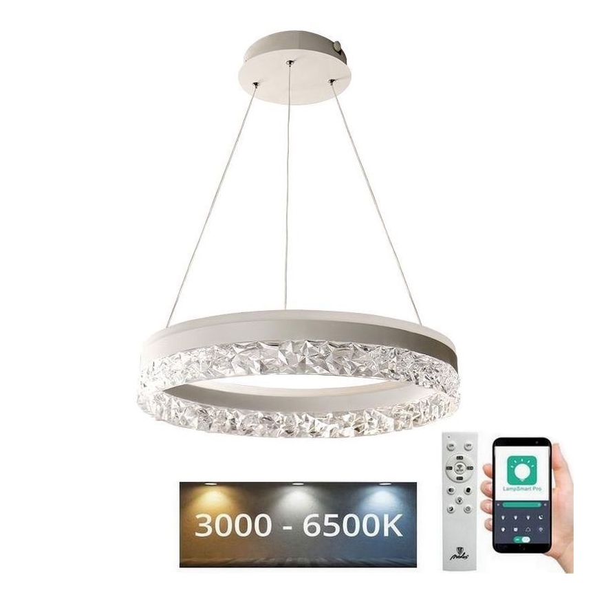 LED Stmívatelný lustr na lanku LED/80W/230V 3000-6500K bílá + dálkové ovládání