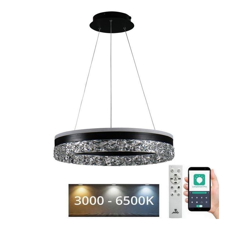 LED Stmívatelný lustr na lanku LED/80W/230V 3000-6500K černá + dálkové ovládání