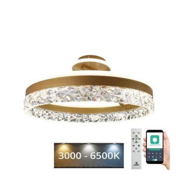LED Stmívatelný přisazený lustr LED/86W/230V 3000-6500K zlatá + dálkové ovládání