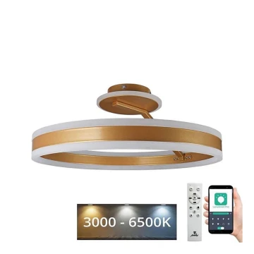 LED Stmívatelný přisazený lustr LED/86W/230V 3000-6500K zlatá + dálkové ovládání