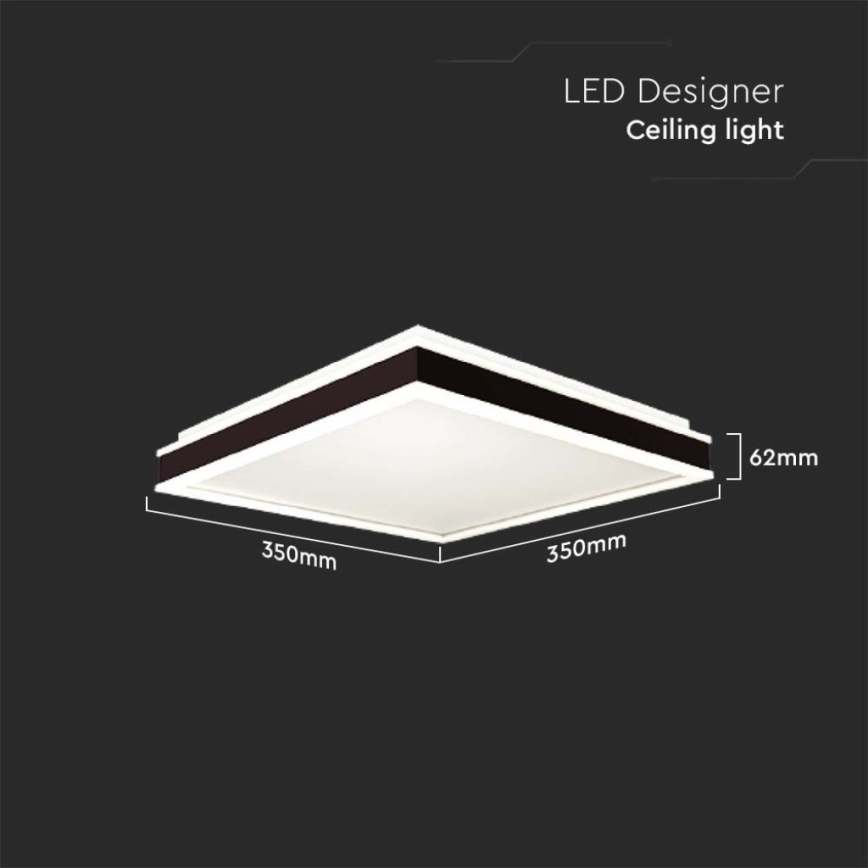 LED Stropní svítidlo LED/18W/230V 4000K 35x35 cm černá